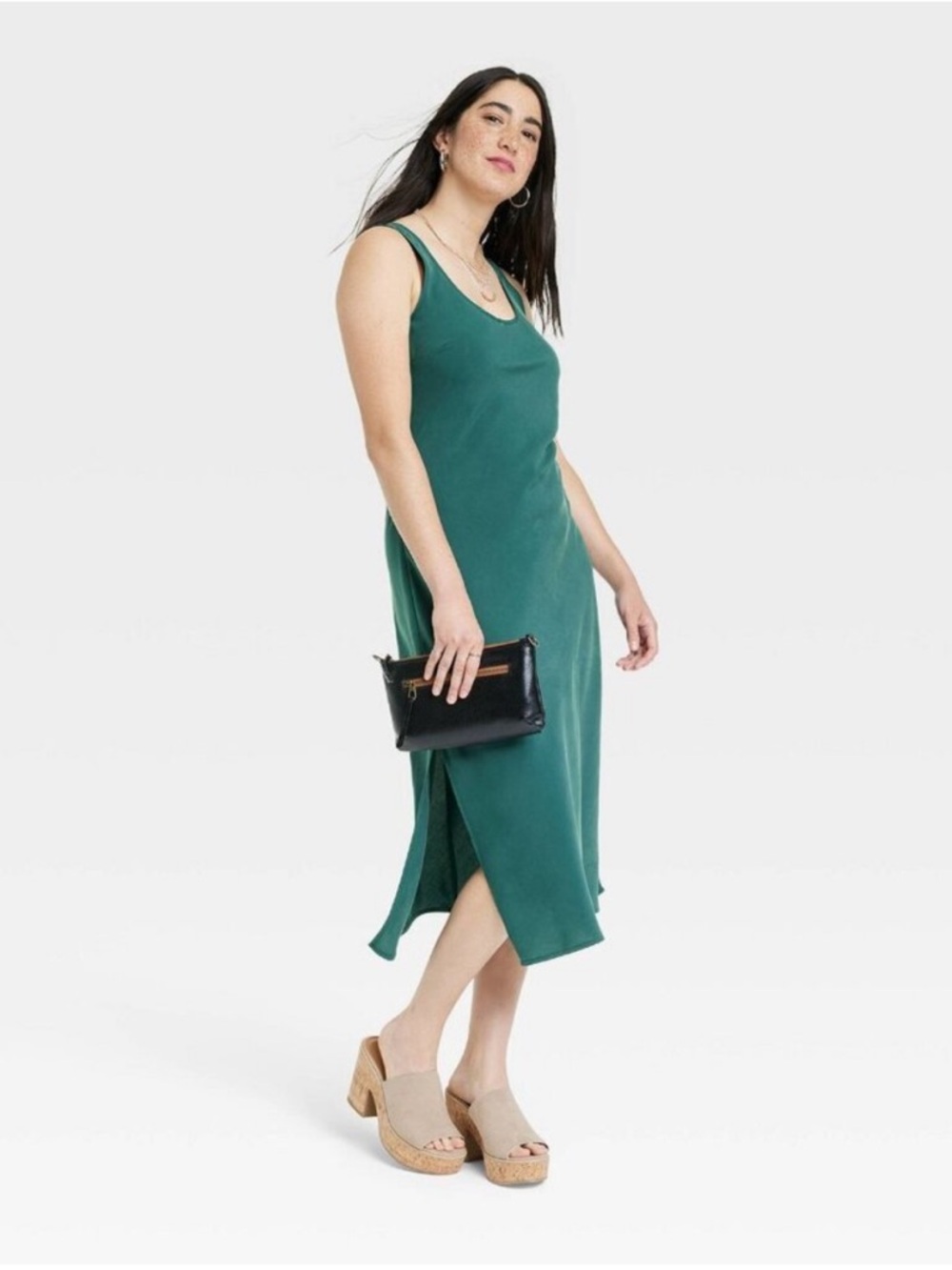 Universal Thread Women’s Woodland Green Teal Sleeveless Midi Dress Size X-Large